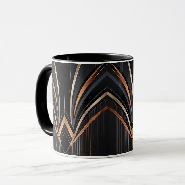 Art Deco Metallic Geometric Elegance Mug (Front Left)