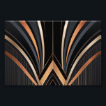 Art Deco Metallic Geometric Elegance Photo Print<br><div class="desc">This abstract Art Deco design exudes luxury and sophistication with its sweeping metallic arcs in gold, copper, and grey against a deep black background. Symmetrical curves converge towards a central focal point, framed by sharp angular lines and vertical patterns, evoking glamour and retro elegance. Perfect for elevating home decor, office...</div>