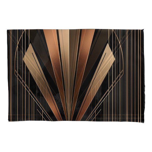 Art Deco Metallic Geometric Elegance Pillowcase (Front)