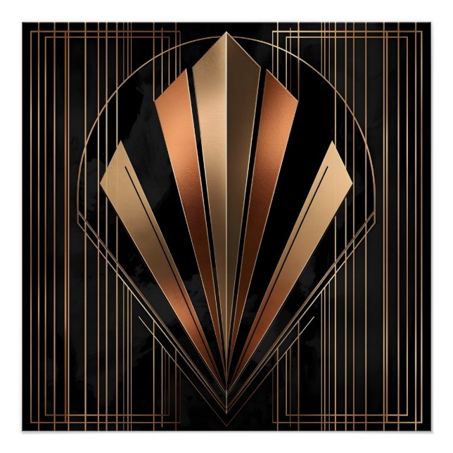 Art Deco Metallic Geometric Elegance Poster (Front)