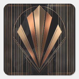 Art Deco Metallic Geometric Elegance Square Sticker