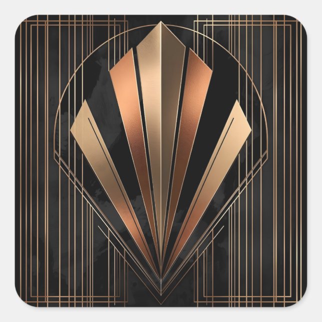 Art Deco Metallic Geometric Elegance Square Sticker (Front)