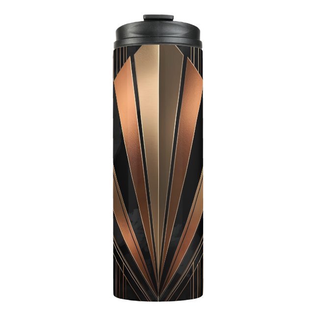 Art Deco Metallic Geometric Elegance Thermal Tumbler (Front)