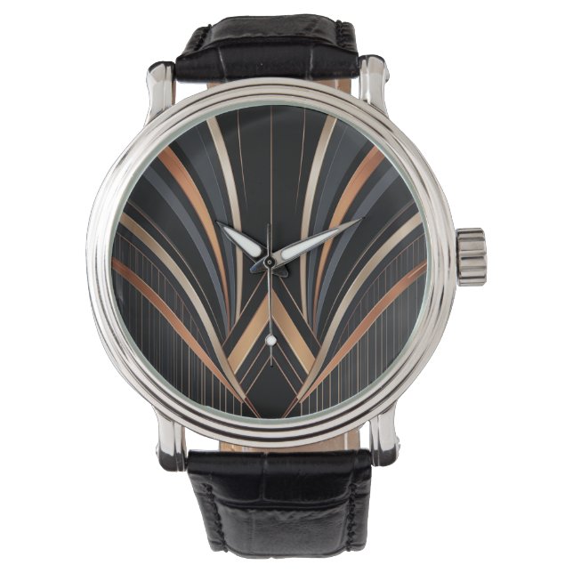Art Deco Metallic Geometric Elegance Watch (Front)