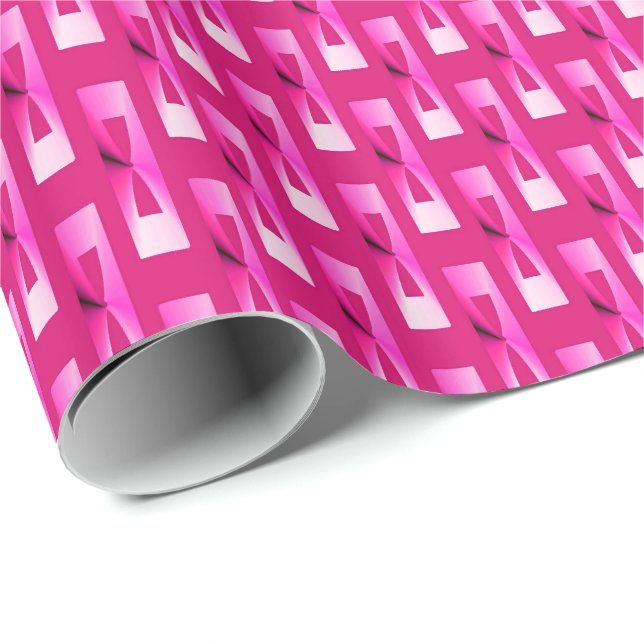 Art Deco Metallic Geometric - Fuchsia Pink Wrapping Paper (Roll Corner)