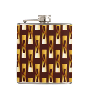Art Deco Metallic Geometric - Gold and Chocolate Hip Flask