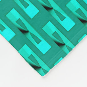 Art Deco Metallic Geometric - Peacock and Teal Fleece Blanket