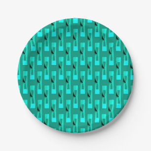 Art Deco Metallic Geometric - Peacock and Teal Paper Plate