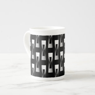 Art Deco Metallic Geometric - Silver and Black Bone China Mug