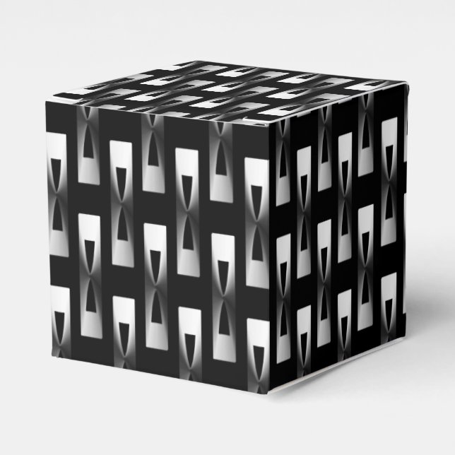 Art Deco Metallic Geometric - Silver and Black Favour Box (Front Side)