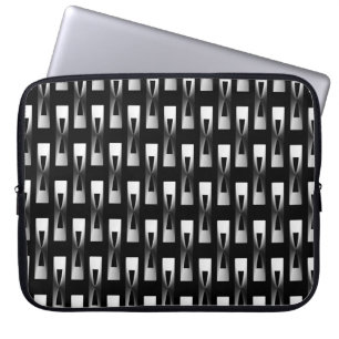 Art Deco Metallic Geometric - Silver and Black Laptop Sleeve