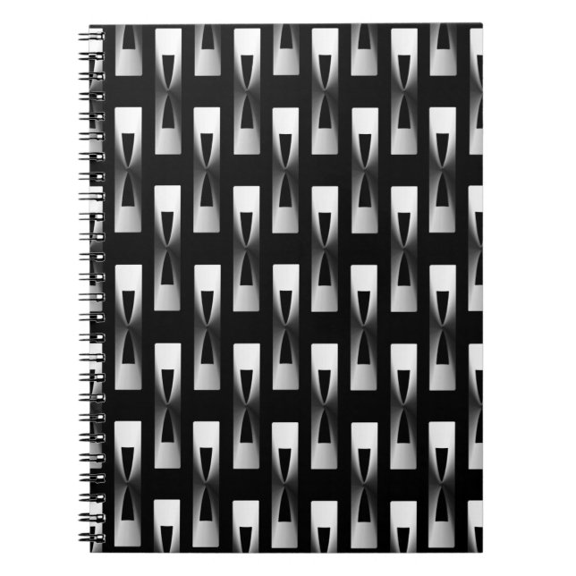 Art Deco Metallic Geometric - Silver and Black Notebook (Front)