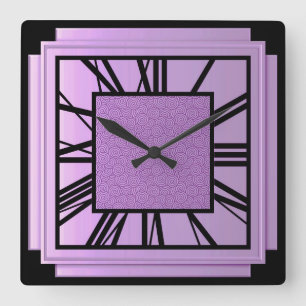 Art Deco, metallic orchid Square Wall Clock