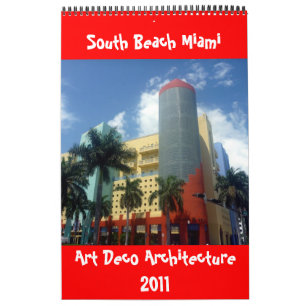 art deco miami 2011 single page calendar