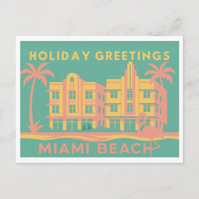 Art Deco Miami Beach Holiday Postcard (Front)