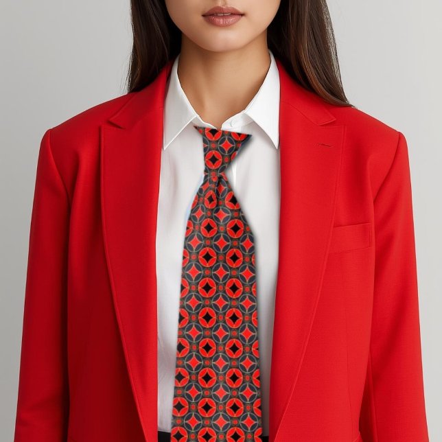 Art  Deco  micro pattern  red&black  Tie (Creator Uploaded)
