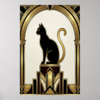 Art Deco Minimalist Noir Archway Cat