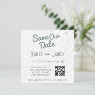 Art Deco Minimalist Teal and Grey QR code Save The Date