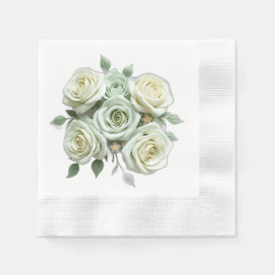 Art Deco Mint Green Floral Roses Napkin