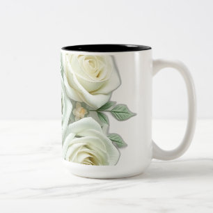 Art Deco Mint Green Floral Roses Two-Tone Coffee Mug
