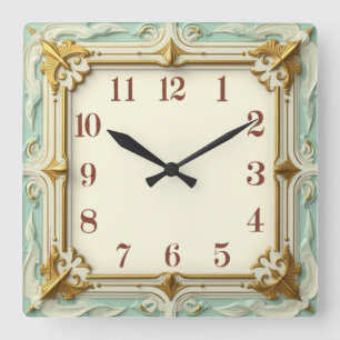 Art Deco Mint Square Wall Clock