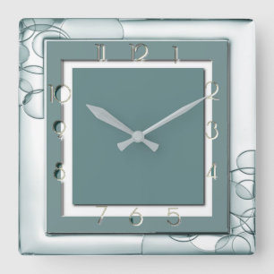 Art Deco Mint Square Wall Clock