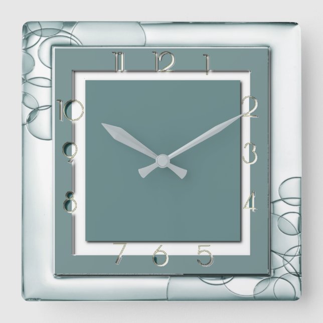Art Deco Mint Square Wall Clock (Front)