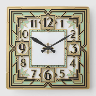 Art Deco Mint Square Wall Clock