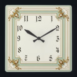 Art Deco Mint Square Wall Clock<br><div class="desc">Great clock design. You will love it like others. Be free to use this design for other product you like or to customise and add your text. Follow me for more. Thank you. Have a nice day.</div>