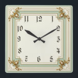 Art Deco Mint Square Wall Clock<br><div class="desc">Great clock design. You will love it like others. Be free to use this design for other product you like or to customise and add your text. Follow me for more. Thank you. Have a nice day.</div>