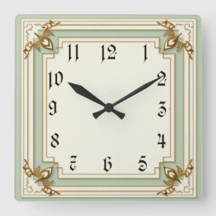 Art Deco Mint Square Wall Clock
