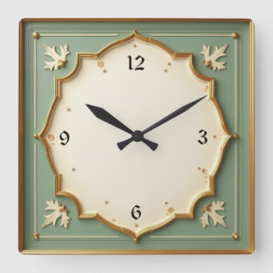Art Deco Mint Square Wall Clock
