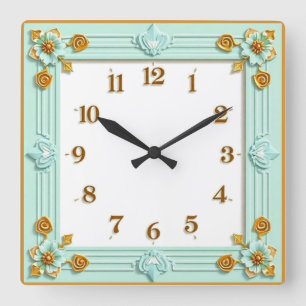 Art Deco Mint Square Wall Clock