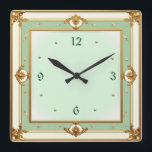 Art Deco Mint Square Wall Clock<br><div class="desc">Great clock design. You will love it like others. be free to use this design for other product you like or to customise and add your text. Follow me for more. Thank you. Have a nice day.</div>