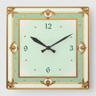 Art Deco Mint Square Wall Clock