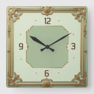 Art Deco Mint Square Wall Clock