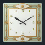 Art Deco Mint Square Wall Clock<br><div class="desc">Great clock design. You will love it like others. Be free to use this design for other product you like or to customise and add your text. Follow me for more. Thank you. Have a nice day.</div>