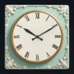 Art Deco Mint Square Wall Clock<br><div class="desc">Great clock design. You will love it like others. Be free to use this design for other product you like or to customise and add your text. Follow me for more. Thank you. Have a nice day.</div>
