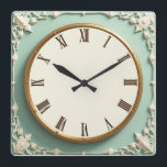 Art Deco Mint Square Wall Clock<br><div class="desc">Great clock design. You will love it like others. Be free to use this design for other product you like or to customise and add your text. Follow me for more. Thank you. Have a nice day.</div>