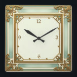 Art Deco Mint Square Wall Clock<br><div class="desc">Great clock design. You will love it like others. Be free to use this design for other product you like or to customise and add your text. Follow me for more. Thank you. Have a nice day.</div>