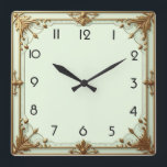 Art Deco Mint Square Wall Clock<br><div class="desc">Great clock design. You will love it like others. Be free to use this design for other product you like or to customise and add your text. Follow me for more. Thank you. Have a nice day.</div>