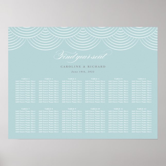 Art Deco Mint Wedding Seating Chart (Front)