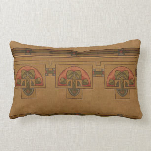 Art Deco, Mission or Craftsman Style Floral Frieze Lumbar Cushion