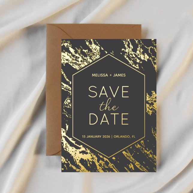 Art Deco Modern Hexagon Wedding Save the Date (Creator Uploaded)