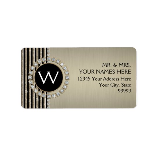 Art Deco Modern Horizontal Stripe Glitter Look Address Label
