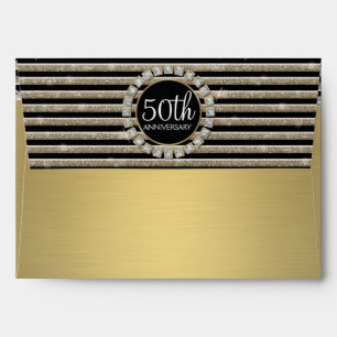 Art Deco Modern Horizontal Stripe Glitter Look Envelope