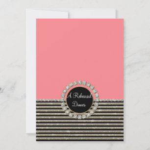 Art Deco Modern Horizontal Stripe Glitter Look Invitation
