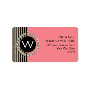 Art Deco Modern Horizontal Stripe Glitter Look Label