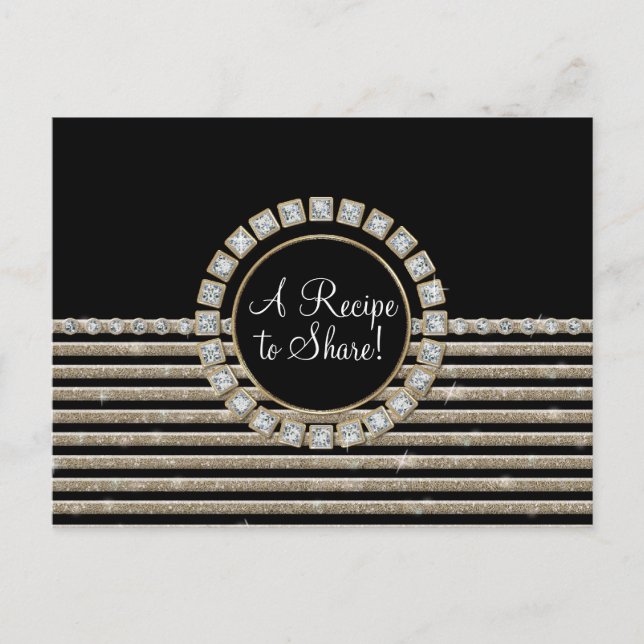Art Deco Modern Horizontal Stripe Glitter Look Postcard (Front)