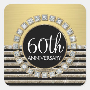 Art Deco Modern Horizontal Stripe Glitter Look Square Sticker